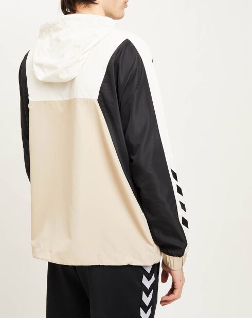 Blouson fin coupe-vent à enfiler demi zip beige/noir