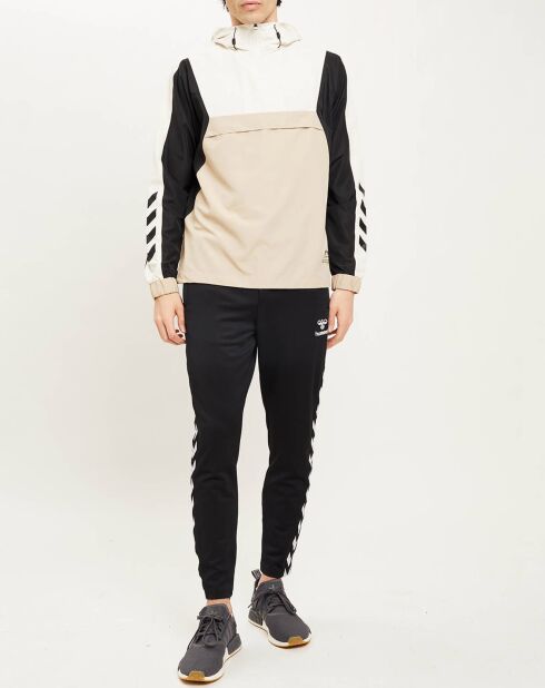 Blouson fin coupe-vent à enfiler demi zip beige/noir