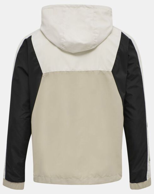 Blouson fin coupe-vent à enfiler demi zip beige/noir