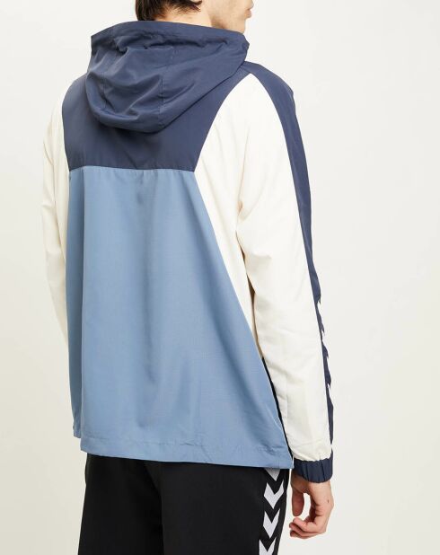 Blouson fin coupe-vent à enfiler demi zip bleu/blanc