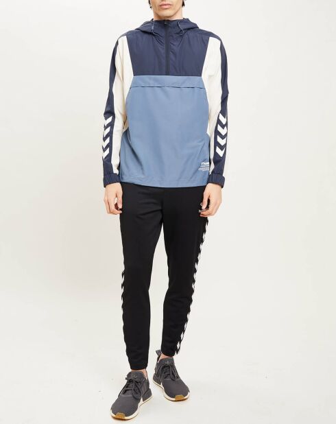 Blouson fin coupe-vent à enfiler demi zip bleu/blanc