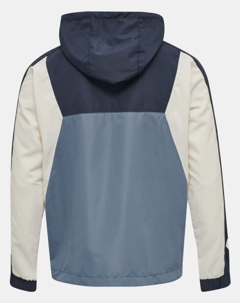 Blouson fin coupe-vent à enfiler demi zip bleu/blanc