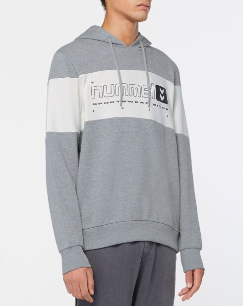 Sweat hoodie Musa en Coton bicolore gris/blanc