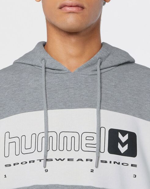 Sweat hoodie Musa en Coton bicolore gris/blanc