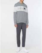 Sweat hoodie Musa en Coton bicolore gris/blanc