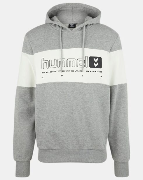 Sweat hoodie Musa en Coton bicolore gris/blanc