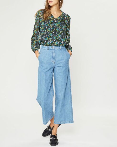 Top ample et fluide imprimé vert/bleu