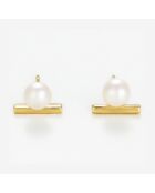 Boucles d'oreilles Manya Perles blanches or jaune