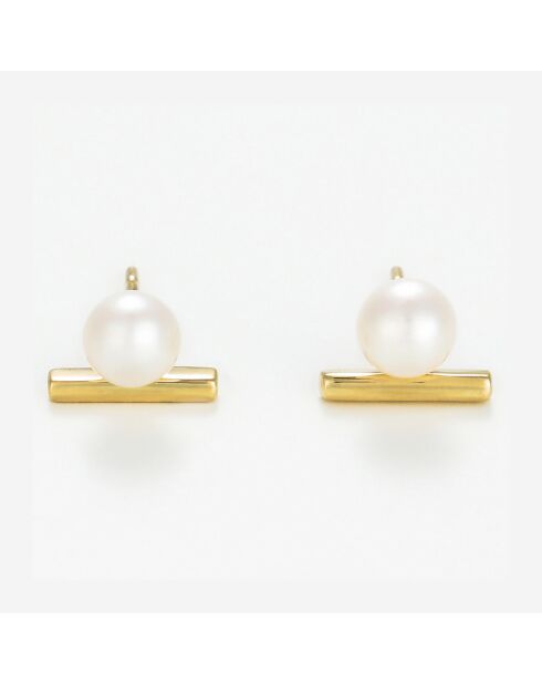 Boucles d'oreilles Manya Perles blanches or jaune