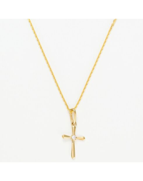 Pendentif Croix honneteté Zirconium or jaune