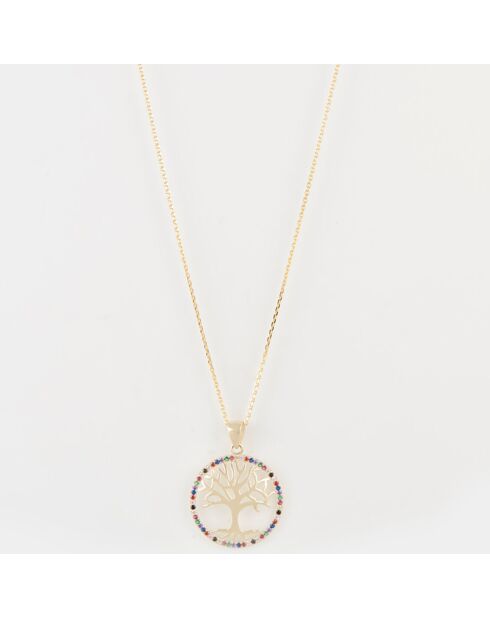 Pendentif Arbre Coloré Pierres Précieuses or jaune