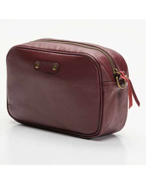 Sac bandoulière en Cuir Maelys bordeaux - 22.5x7x16 cm