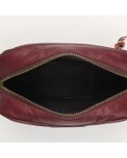 Sac bandoulière en Cuir Maelys bordeaux - 22.5x7x16 cm