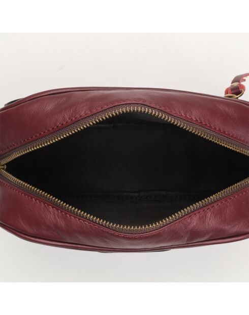 Sac bandoulière en Cuir Maelys bordeaux - 22.5x7x16 cm