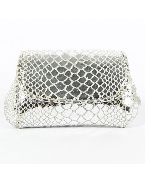 Kleine Ledertasche mit silberner Friend-Klappe - 20x12x3 cm