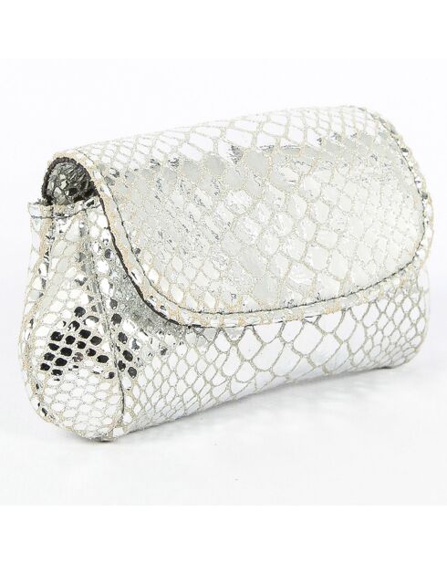 Kleine Ledertasche mit silberner Friend-Klappe - 20x12x3 cm