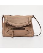 Sac bandoulière en Cuir Giulia taupe - 23.5x3x19.5 cm