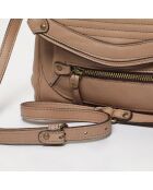Sac bandoulière en Cuir Giulia taupe - 23.5x3x19.5 cm
