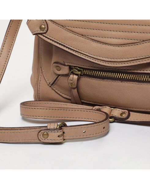 Sac bandoulière en Cuir Giulia taupe - 23.5x3x19.5 cm