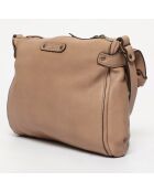 Sac bandoulière en Cuir Giulia taupe - 23.5x3x19.5 cm