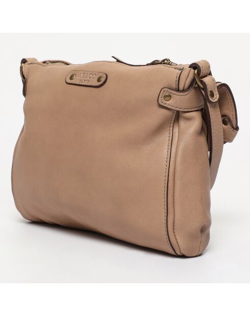 Sac bandoulière en Cuir Giulia taupe - 23.5x3x19.5 cm
