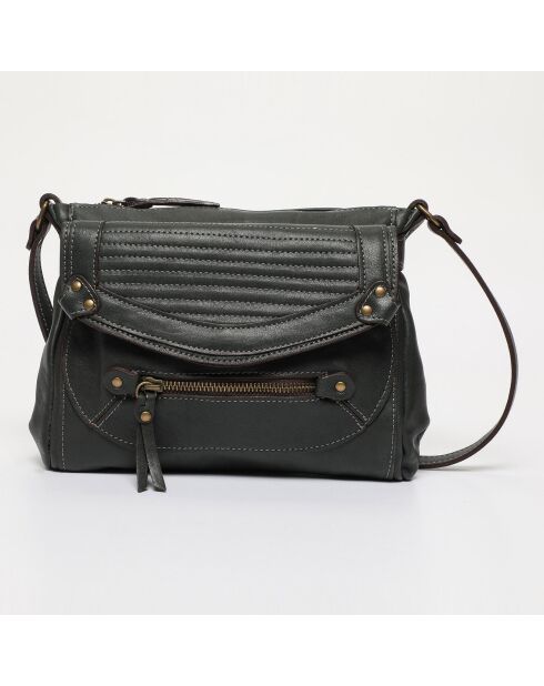 Sac bandoulière en Cuir Giulia vert  - 23.5x3x19.5 cm