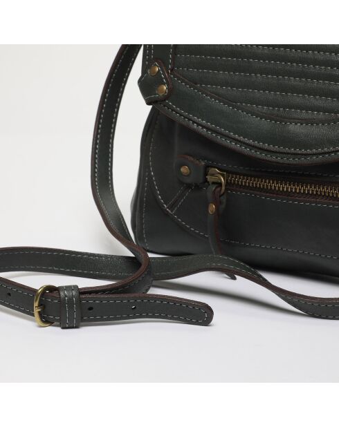 Sac bandoulière en Cuir Giulia vert  - 23.5x3x19.5 cm