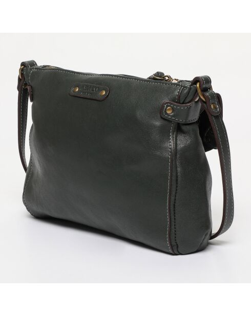 Sac bandoulière en Cuir Giulia vert  - 23.5x3x19.5 cm