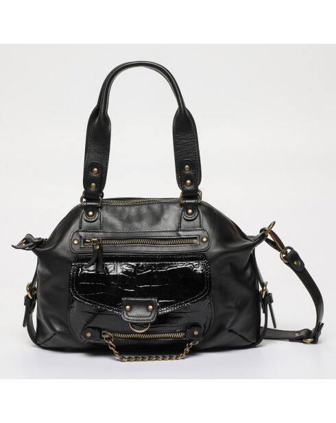 Sac à main en Cuir croco Mini Odélia noir - 29x22x3 cm