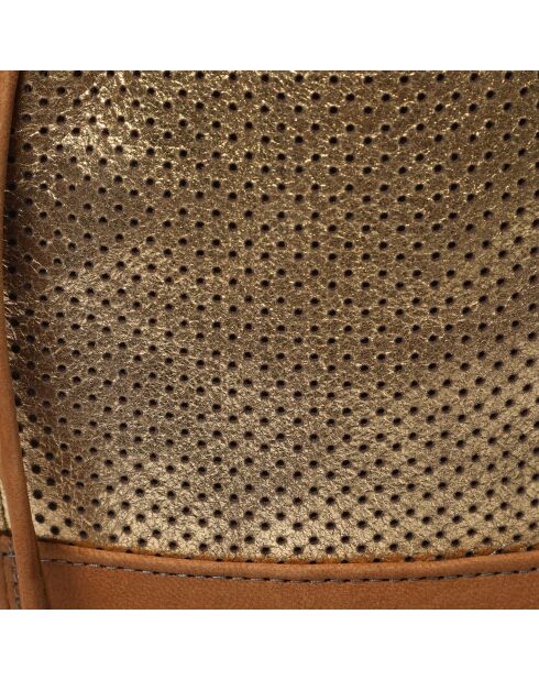 Sac seau en Cuir à pois Kim camel - 31x33x14 cm