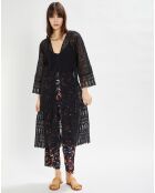 Veste longue en dentelle Laeticia noire
