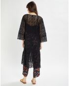 Veste longue en dentelle Laeticia noire