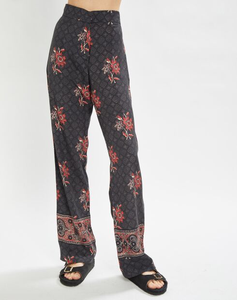 Priya fließende Hose mit anthrazitfarbenem Aufdruck