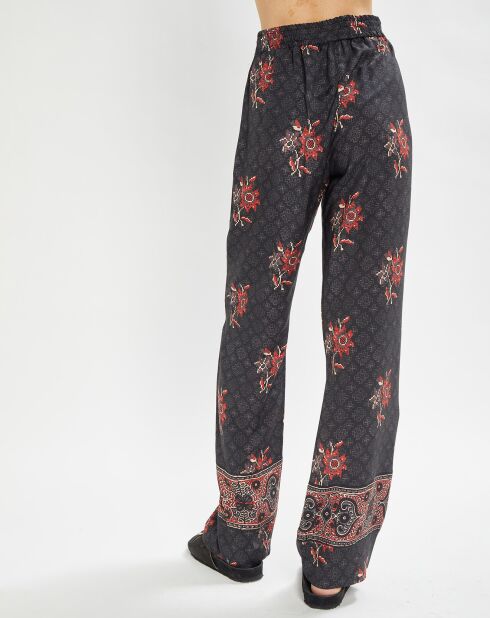 Priya fließende Hose mit anthrazitfarbenem Aufdruck