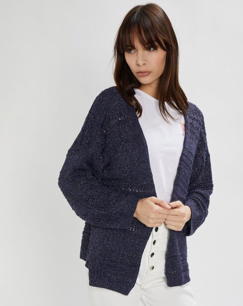 Gilet Aya en Maille ajourée marine