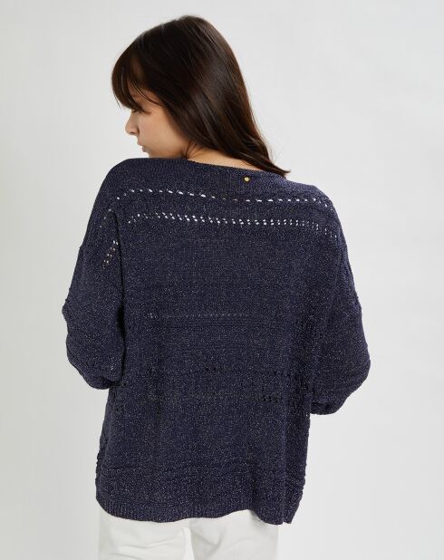 Gilet Aya en Maille ajourée marine