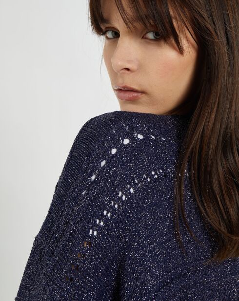 Gilet Aya en Maille ajourée marine