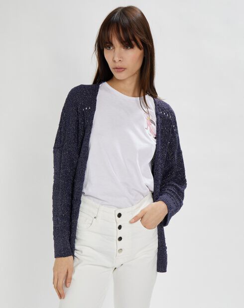 Gilet Aya en Maille ajourée marine