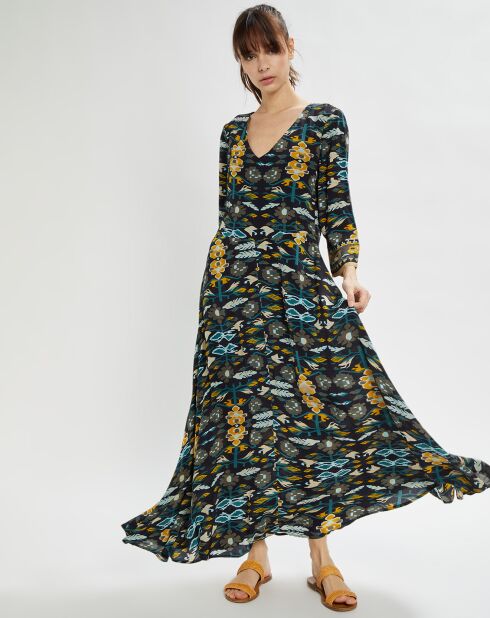 Robe longue Montana imprimée noire