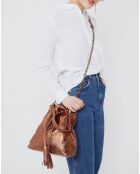 Sac seau en Cuir Malia bronze métallique - 24x13x28 cm