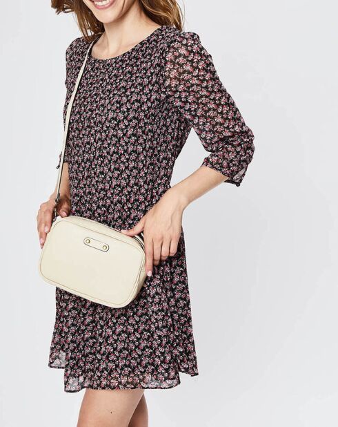 Sac bandoulière en Velours de Cuir Maelys beige - 22.5x7x16 cm