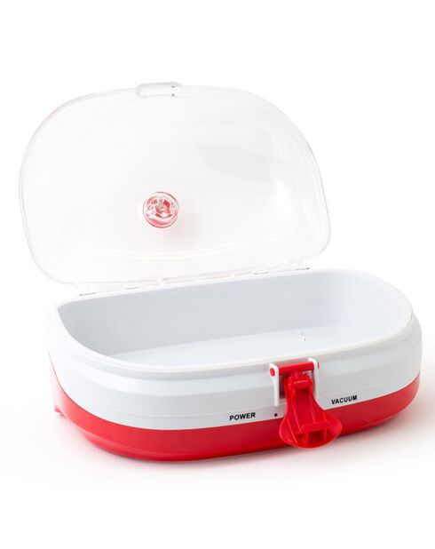 Weiße/rote elektrische Vakuumaufbewahrungsbox - 38x29x22 cm
