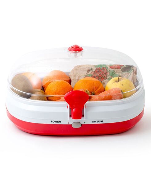 Weiße/rote elektrische Vakuumaufbewahrungsbox - 38x29x22 cm