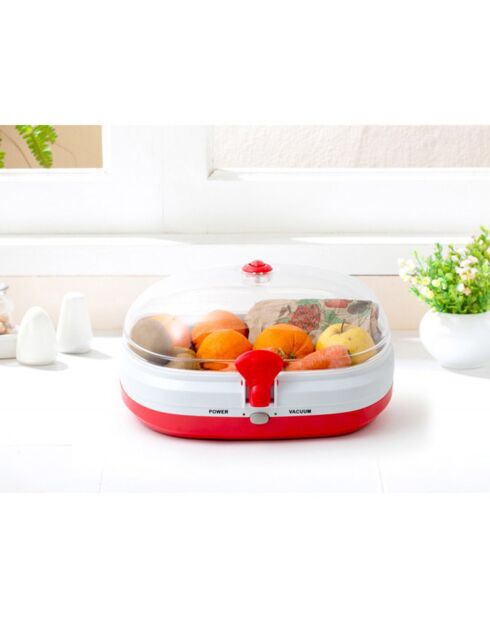 Weiße/rote elektrische Vakuumaufbewahrungsbox - 38x29x22 cm