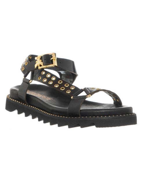Huda zwart/gouden leren sandalen