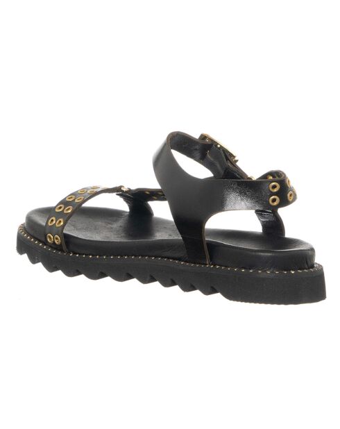 Huda zwart/gouden leren sandalen