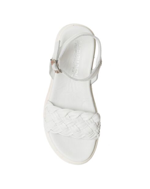 Sandales en Cuir Taba blanches