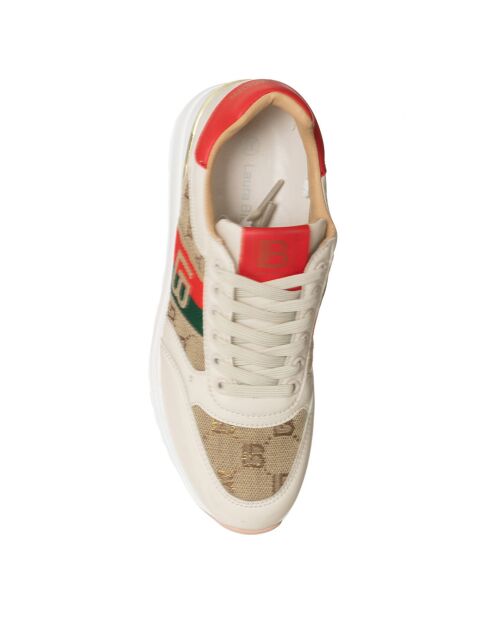 Sneakers Foda beige/rouge/vert