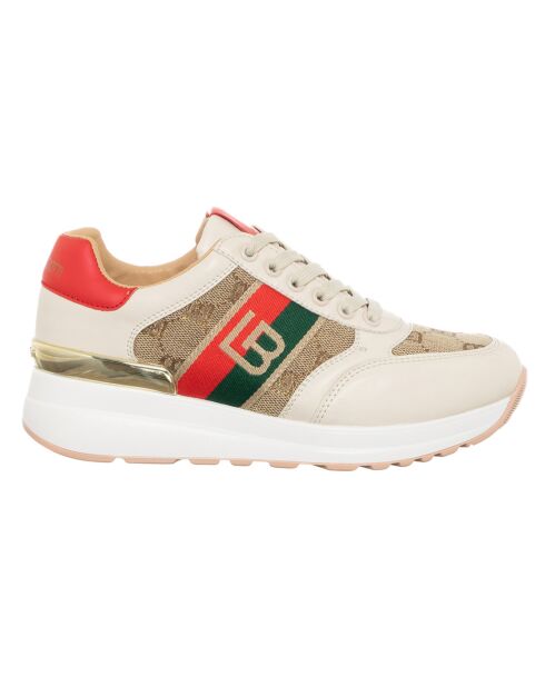 Sneakers Foda beige/rouge/vert