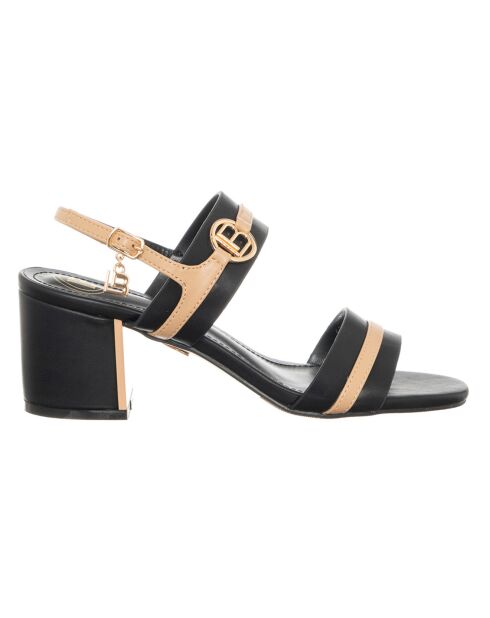 Sandales Standa noir/beige - Talon 6 cm